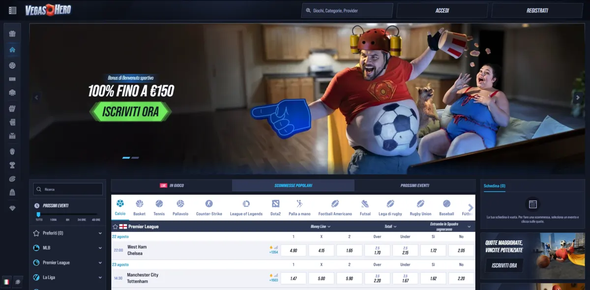 Startpagina van VegasHero Casino